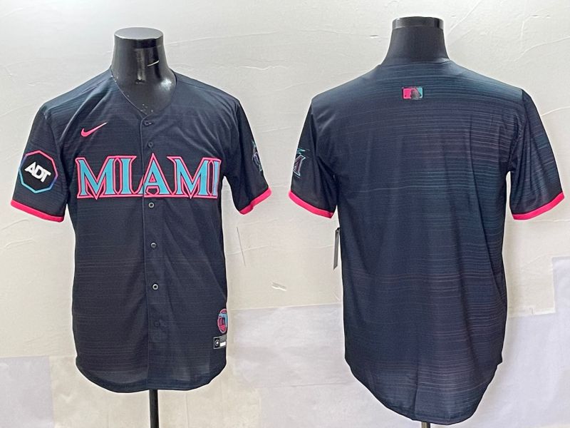 Men 2025 Miami Marlins Blank Black Joint Name Nike MLB Jersey style 2